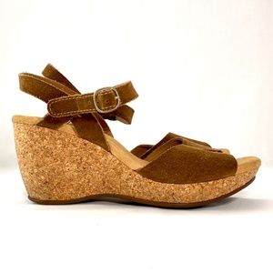 Clarks Womens Harwich Sailor Tan Suede Wedges 8M
